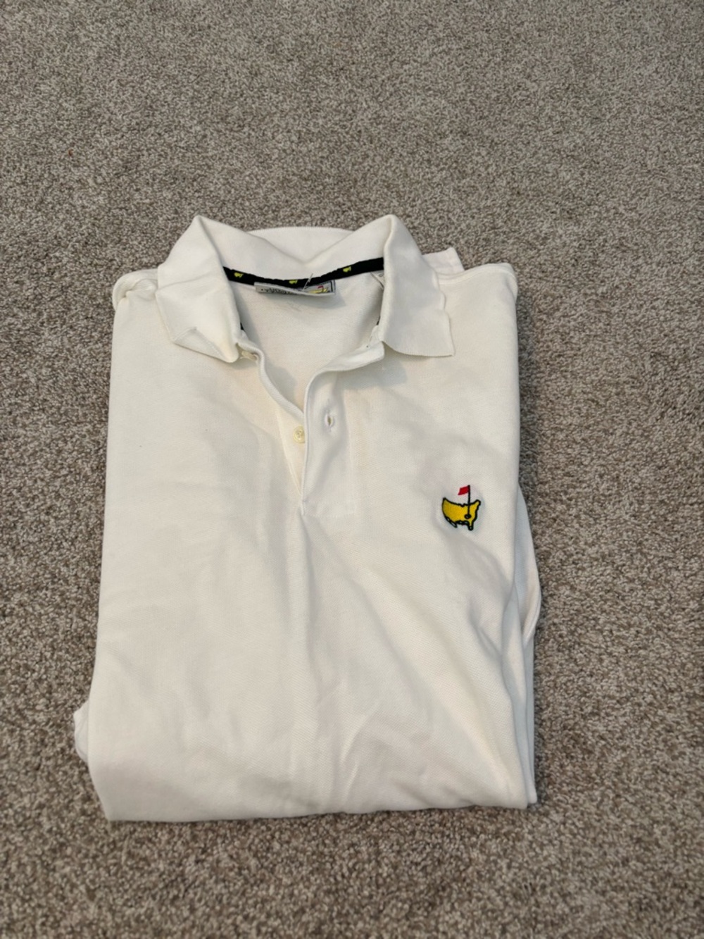White Golf Logo Polo Shirt - masters Classic Collared Men’s Shirt